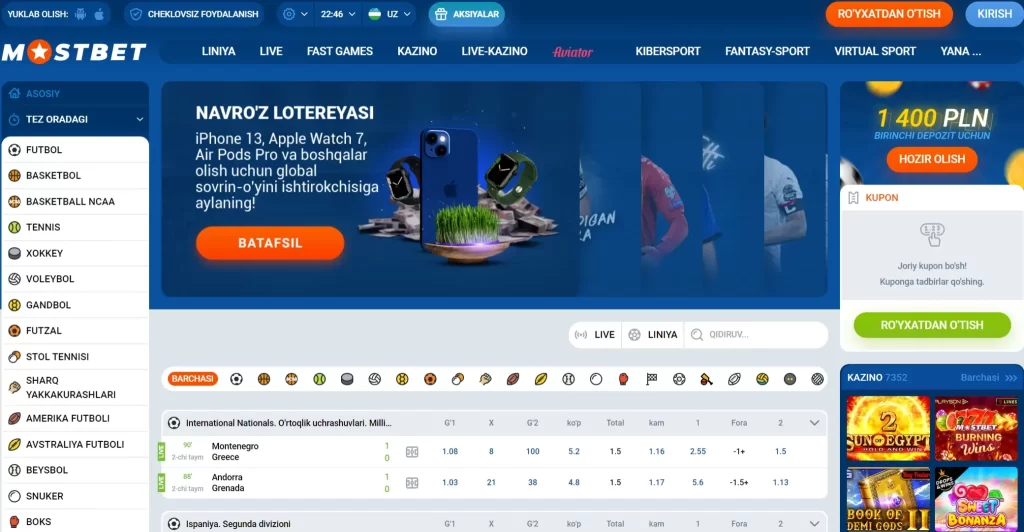 Mostbet rasmiy veb-sayti 2023